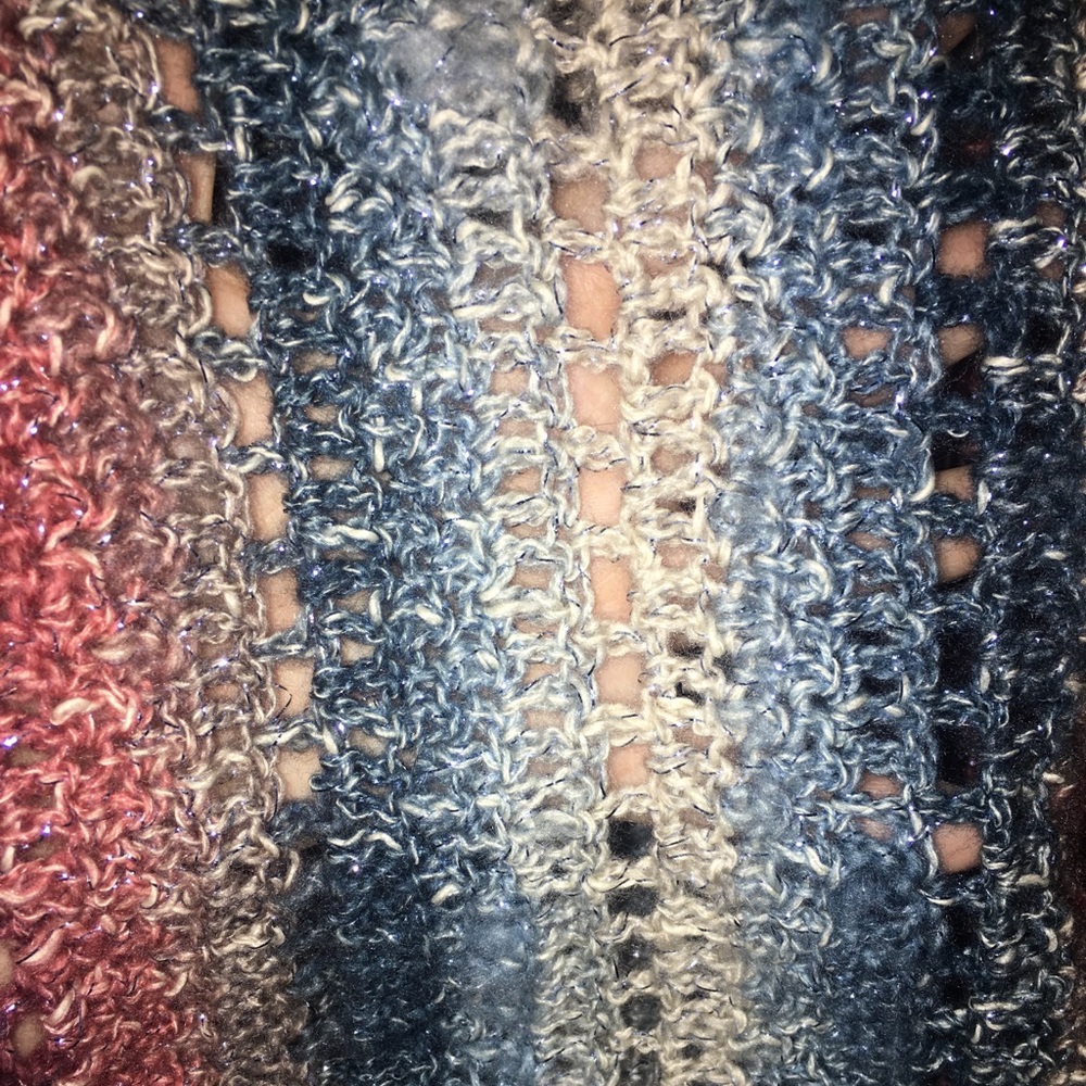 Handmade crocheted infinity scarf coral teal blue - Picture 4 of 5